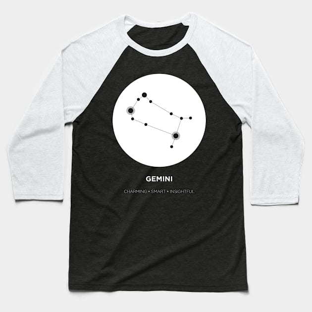 Gemini Zodiac Baseball T-Shirt by jessycroft